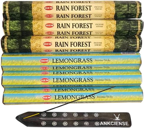 Lemongrass & Rain Forest from Hem Bundled with ANKCIENSE Incense Holder Bundle, Variety Pack of 120 Sticks. in Kuwait