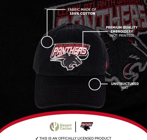 Desert Cactus Clark Atlanta University Baseball Hat CAU Panthers Brimmed Embroirderd Hats Cap Adjustable Cloth Strap Adult (Style B) Black in Saudi Arabia