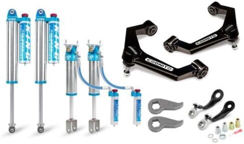 مجموعة أدوات تسوية النخبة من Cognito Motorsports مقاس 3 بوصات مع ممتصات صدمات خزان King 2.5 متوافقة مع 2020-2024 Silverado/Sierra 2500/3500 2WD/4WD، 510-P0931 in Kuwait