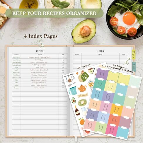 Lanpn Blank Recipe Book Cookbook to Write in Your Own Recipes, Waterproof B5 Empty Cooking Journal for 120 Recipes, Leather Cover Recipe Notebook with Stickers to Organize Your Family Recipes, Green in Saudi Arabia