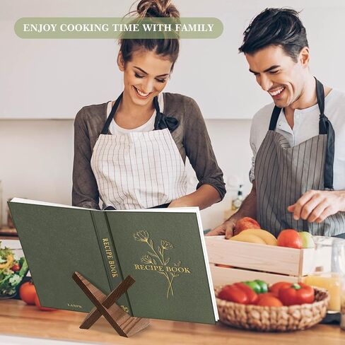 Lanpn Blank Recipe Book Cookbook to Write in Your Own Recipes, Waterproof B5 Empty Cooking Journal for 120 Recipes, Leather Cover Recipe Notebook with Stickers to Organize Your Family Recipes, Green in Saudi Arabia