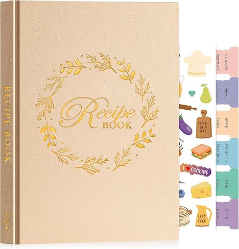 Lanpn Blank Recipe Book Cookbook to Write in Your Own Recipes, Waterproof B5 Empty Cooking Journal for 120 Recipes, Leather Cover Recipe Notebook with Stickers to Organize Your Family Recipes, Green in Saudi Arabia