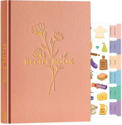 Lanpn Blank Recipe Book Cookbook to Write in Your Own Recipes, Waterproof B5 Empty Cooking Journal for 120 Recipes, Leather Cover Recipe Notebook with Stickers to Organize Your Family Recipes, Green in Saudi Arabia