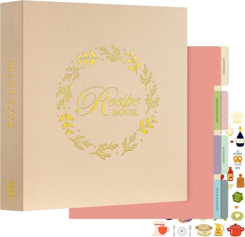 Lanpn Blank Recipe Book Cookbook to Write in Your Own Recipes, Waterproof B5 Empty Cooking Journal for 120 Recipes, Leather Cover Recipe Notebook with Stickers to Organize Your Family Recipes, Green in Saudi Arabia