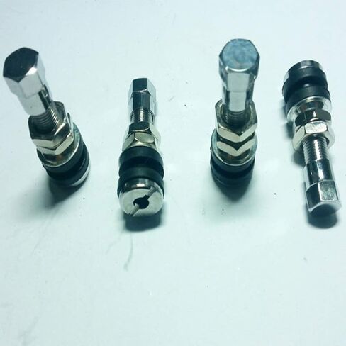 قطعتان من سيقان الصمامات المعدنية، سيقان دراجة نارية من الفولاذ المقاوم للصدأ سيقان عالية الضغط بدون أنابيب، سيقان الإطارات ستناسب جذع الصمام العادي (فضي) in Kuwait