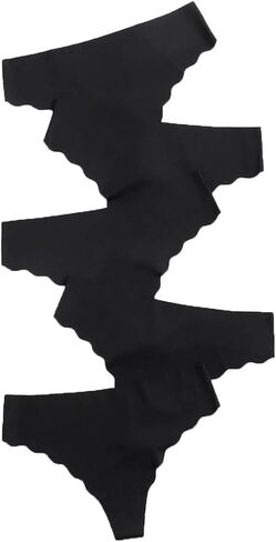 5 pack Seamless Underwear for Women-Sexy low waist solid color wavy edge ultra-thin briefs in Saudi Arabia