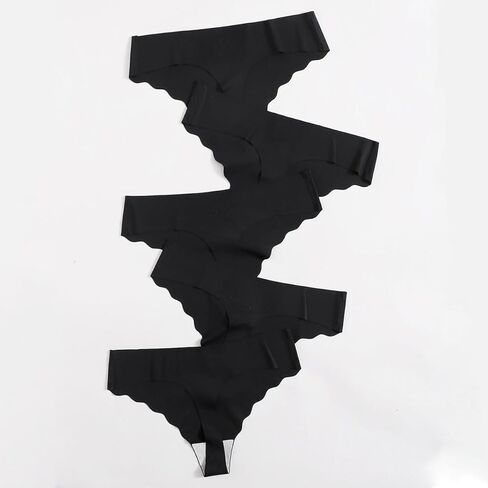 5 pack Seamless Underwear for Women-Sexy low waist solid color wavy edge ultra-thin briefs in Saudi Arabia