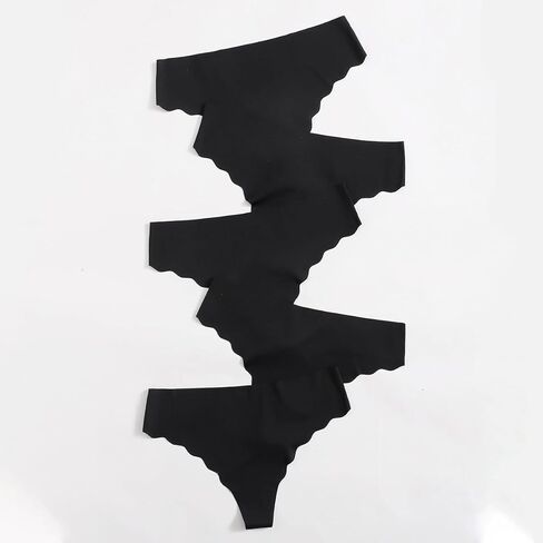 5 pack Seamless Underwear for Women-Sexy low waist solid color wavy edge ultra-thin briefs in Saudi Arabia