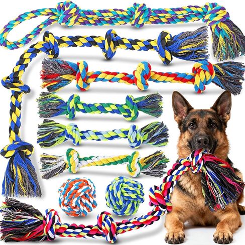 Heavy Duty Dog Rope Toys for Aggressive Chewers, Tough Tug of War Dog Toys for Large, Medium & Small Dogs – 5 Pack Including 2 Ropes & 3 Supplies in Saudi Arabia