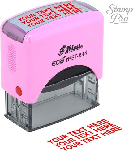 ختم Stamp Pro Pink ذاتي التحبير 3 أسطر مخصص - اسم شخصي أو ختم نص للمنزل والمدرسة والحرف اليدوية واستخدام الأعمال in Kuwait