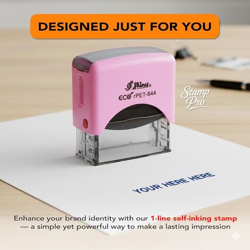 ختم Stamp Pro Pink ذاتي التحبير بخط واحد مخصص - اسم شخصي أو ختم نص للمنزل والمدرسة والحرف اليدوية واستخدام الأعمال in Saudi Arabia