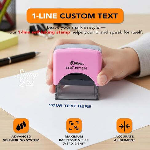 ختم Stamp Pro Pink ذاتي التحبير بخط واحد مخصص - اسم شخصي أو ختم نص للمنزل والمدرسة والحرف اليدوية واستخدام الأعمال in Saudi Arabia