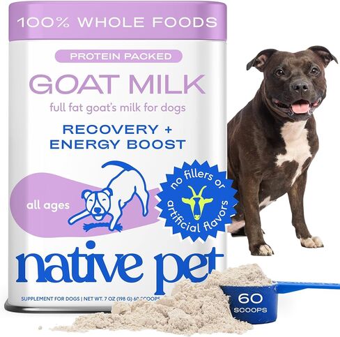 Native Pet Goat Milk Powder for Dogs - Organic Goat Milk for Dogs and Cats - Great Dog Food Additive to Support a Healthy Digestive System for Dogs - 60 Scoops in Kuwait
