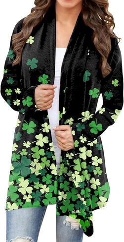Women St Patricks Day Shamrock Saint Clover Sweater Irish Four Leaf Paddy Outfit B1 S in Saudi Arabia