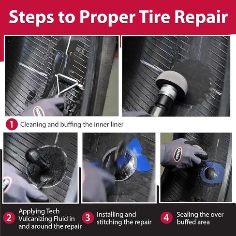 TECH UL6 Uni-Seal Ultra Tire Repairs - One-Piece Stem and Cap Tire Patch Plug for Punctures up to 1/4" (6mm), Permanent Seal for All Types of Tires, Easy-to-Use & Efficient Repair Solution, Box of 14 in Kuwait