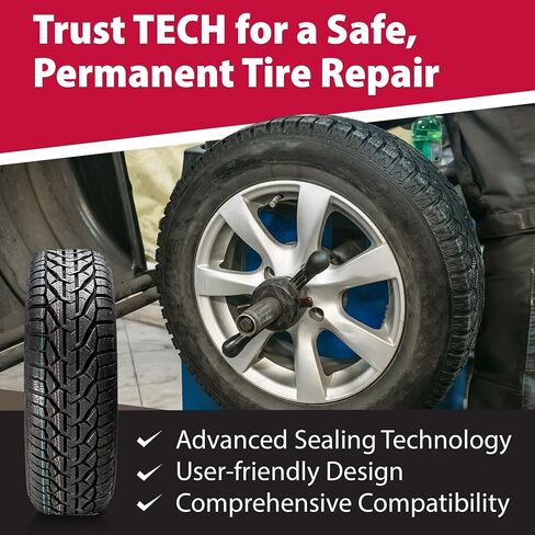 TECH UL6 Uni-Seal Ultra Tire Repairs - One-Piece Stem and Cap Tire Patch Plug for Punctures up to 1/4" (6mm), Permanent Seal for All Types of Tires, Easy-to-Use & Efficient Repair Solution, Box of 14 in Kuwait