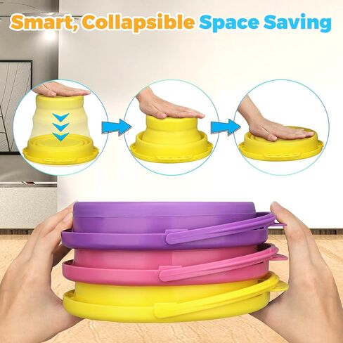 دلو شاطئ قابل للطي، دلو رمل متعدد الأغراض قابل للطي لغسيل السيارات والتنظيف والتخييم والأماكن الخارجية والأعمال المنزلية وأدوات الحديقة، وسلة عيد الفصح، هدية مثالية، ملحقات السفر 3 قطع in Kuwait