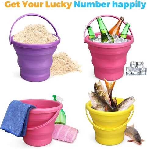 دلو شاطئ قابل للطي، دلو رمل متعدد الأغراض قابل للطي لغسيل السيارات والتنظيف والتخييم والأماكن الخارجية والأعمال المنزلية وأدوات الحديقة، وسلة عيد الفصح، هدية مثالية، ملحقات السفر 3 قطع in Kuwait