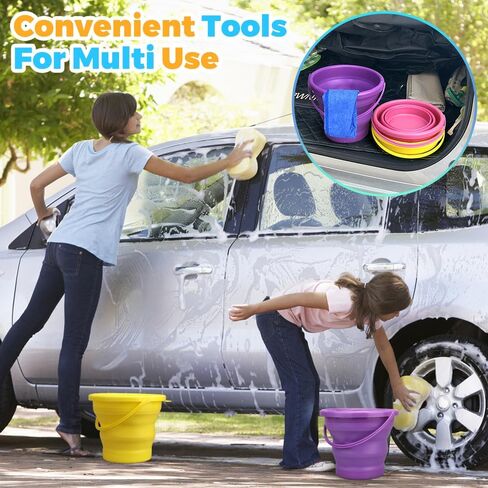 دلو شاطئ قابل للطي، دلو رمل متعدد الأغراض قابل للطي لغسيل السيارات والتنظيف والتخييم والأماكن الخارجية والأعمال المنزلية وأدوات الحديقة، وسلة عيد الفصح، هدية مثالية، ملحقات السفر 3 قطع in Kuwait
