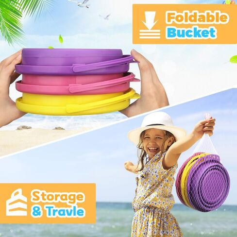 دلو شاطئ قابل للطي، دلو رمل متعدد الأغراض قابل للطي لغسيل السيارات والتنظيف والتخييم والأماكن الخارجية والأعمال المنزلية وأدوات الحديقة، وسلة عيد الفصح، هدية مثالية، ملحقات السفر 3 قطع in Kuwait
