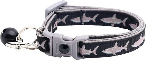 Great White Shark Cat Collar - Safety - Breakaway - Charm and Bell - Pugs2Persians (Large(10lbs & up), Red) in Saudi Arabia