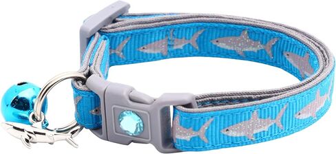 Great White Shark Cat Collar - Safety - Breakaway - Charm and Bell - Pugs2Persians (Large(10lbs & up), Red) in Saudi Arabia