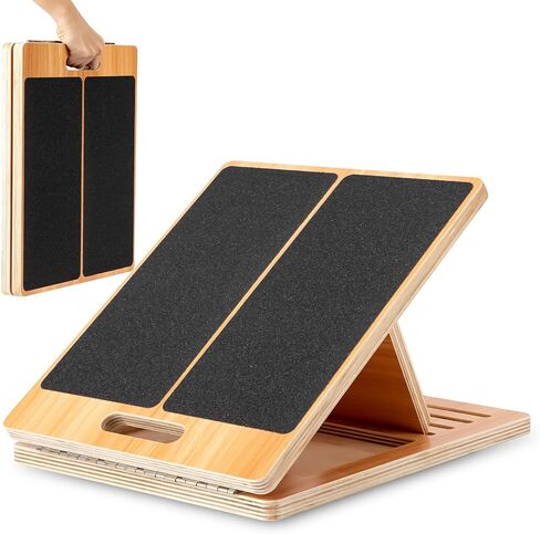 لوح مائل محمول من سترونج تيك لتمدد ربلة الساق، صغير الحجم، عالي التحمل، مقاوم للانزلاق، لوح خشبي مائل قابل للتعديل، دعم 350 رطل، مثالي للمنزل والمكتب والتدريبات الخارجية in Kuwait