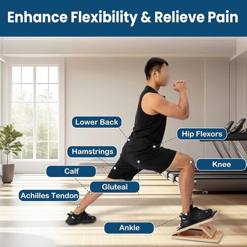 لوح مائل محمول من سترونج تيك لتمدد ربلة الساق، صغير الحجم، عالي التحمل، مقاوم للانزلاق، لوح خشبي مائل قابل للتعديل، دعم 350 رطل، مثالي للمنزل والمكتب والتدريبات الخارجية in Kuwait