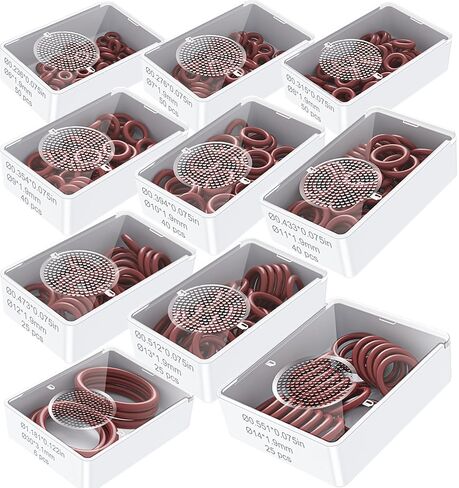 Silicone Sealing Gasket O-Ring - Resist Oil and Heat Round O-Rings Rubber Assortment Set for Auto,Plumbing and Faucet, 10 Different Sizes Total 351 Pcs in Saudi Arabia