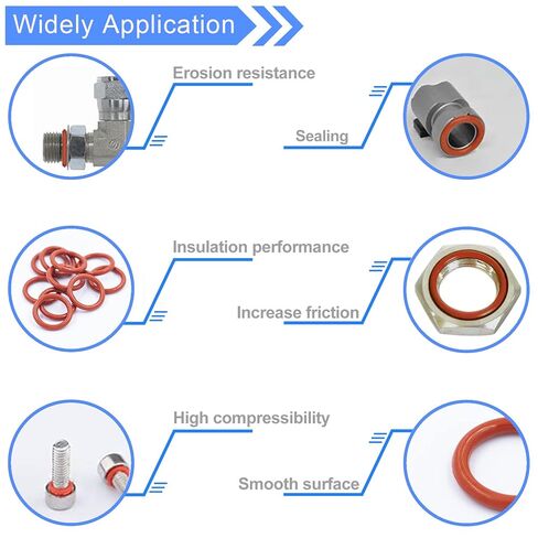 Silicone Sealing Gasket O-Ring - Resist Oil and Heat Round O-Rings Rubber Assortment Set for Auto,Plumbing and Faucet, 10 Different Sizes Total 351 Pcs in Saudi Arabia