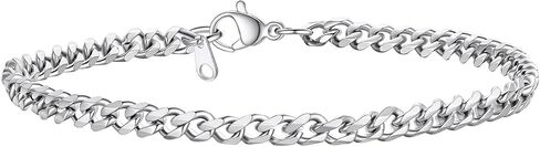 PROSTEEL 316L Stainless Steel Cuban Link Bracelets for Men Women, Gold/Black/Silver Tone, Nickel-Free, Hypoallergenic Jewelry, 7.5"/8.26", Come Gift Box in Kuwait