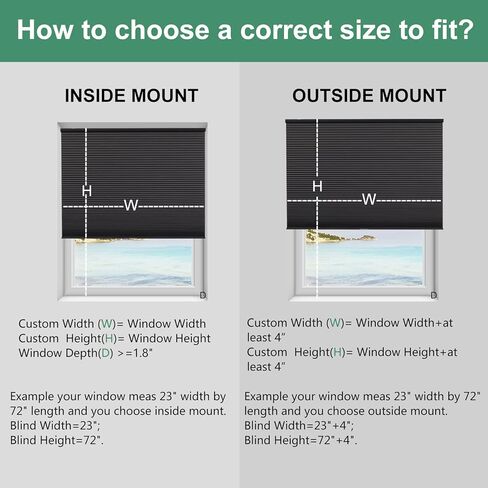 Custom Size Cordless Cellular Shades 100% Blackout Blinds for Windows Blinds 1.5" Cell Honeycomb Pleated Window Shades Thermal Insulated Bottom Up Cellular Blinds for Windows, Home, Black in Kuwait