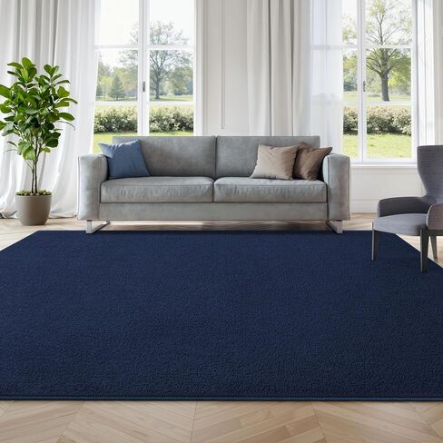 سجاد منطقة لغرفة المعيشة وغرفة النوم، سجادة منطقة حديثة غير قابلة للانزلاق مقاس 4 × 6 أقدام، سجادة إسفنجية سميكة ناعمة، سجادة داخلية مريحة وبسيطة للأولاد والبنات وغرفة النوم وديكور المنزل، أزرق داكن in Kuwait