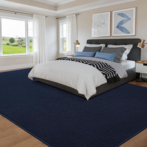 سجاد منطقة لغرفة المعيشة وغرفة النوم، سجادة منطقة حديثة غير قابلة للانزلاق مقاس 4 × 6 أقدام، سجادة إسفنجية سميكة ناعمة، سجادة داخلية مريحة وبسيطة للأولاد والبنات وغرفة النوم وديكور المنزل، أزرق داكن in Kuwait