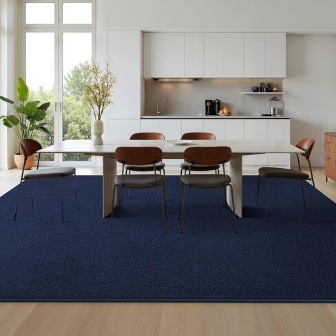 سجاد منطقة لغرفة المعيشة وغرفة النوم، سجادة منطقة حديثة غير قابلة للانزلاق مقاس 4 × 6 أقدام، سجادة إسفنجية سميكة ناعمة، سجادة داخلية مريحة وبسيطة للأولاد والبنات وغرفة النوم وديكور المنزل، أزرق داكن in Kuwait