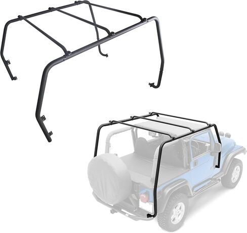 ECOTRIC Top Roof Rack Compatible with 1997-2006 Jeep Wrangler TJ, Rubicon Textured Black Upper in Saudi Arabia