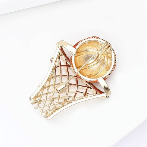 Rhinestone Basketball Frame Brooch Pin for Women Unisex Gold-Toned Glitter Crystal Sports Ball Brooches Lapel Pins Suit Collar Dress Accessories Funny Holiday Jewelry for Fans Lover Enthusiasts in Saudi Arabia
