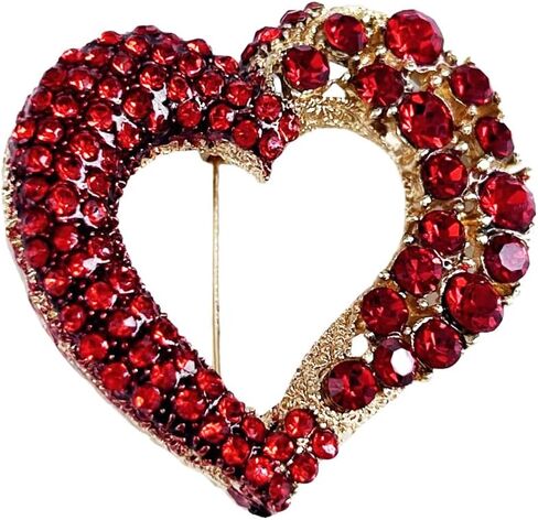 Red Heart Vintage Style Rhinestone Crystal Brooch Pin For Women Jewelry in Saudi Arabia