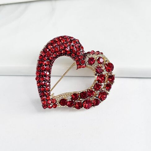 Red Heart Vintage Style Rhinestone Crystal Brooch Pin For Women Jewelry in Saudi Arabia