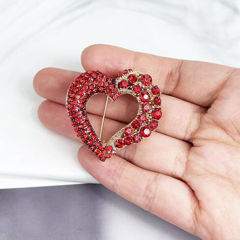 Red Heart Vintage Style Rhinestone Crystal Brooch Pin For Women Jewelry in Saudi Arabia