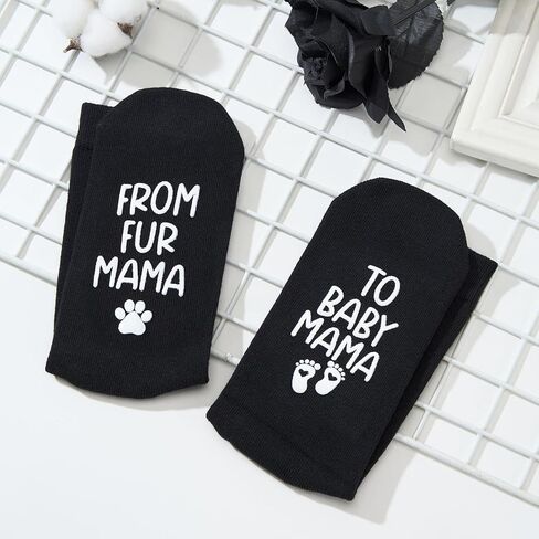 Pregnant Mom, From Fur Mama to Baby Mama, Future Mom, Pregnancy Gift, New Socks, Mom Socks, Expecting Mom in Kuwait