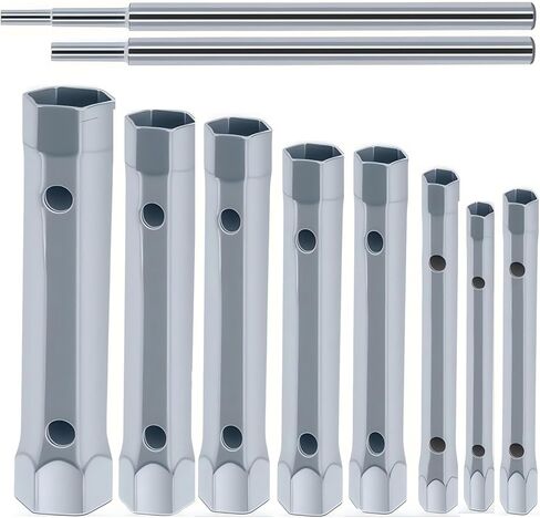 10 قطعة صمام دش مزدوج الأطراف مجموعة مفاتيح ربط صامولة الصنبور أداة إزالة لإزالة حوض الاستحمام وصمام الدش السباكين مجموعة مقابس متوافقة مع مفتاح شرارة ممتد 6-22 مم (10) in Kuwait