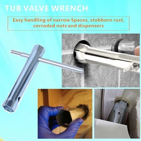 10 قطعة صمام دش مزدوج الأطراف مجموعة مفاتيح ربط صامولة الصنبور أداة إزالة لإزالة حوض الاستحمام وصمام الدش السباكين مجموعة مقابس متوافقة مع مفتاح شرارة ممتد 6-22 مم (10) in Kuwait