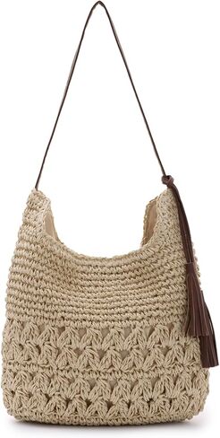 KUANG! Women Straw Woven Tote Bag Summer Beach Shoulder Bag Handmade Crochet Hobo Purse for Vacation Holiday in Saudi Arabia