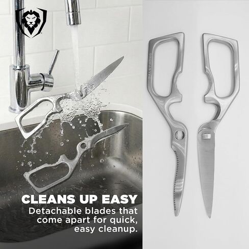 مقص المطبخ الاحترافي من Dalstrong - 420J2 من الفولاذ المقاوم للصدأ الياباني - مقصات مطبخ يمكن استخدامها بكلتا اليدين - قابلة للفصل - شفرة حادة شديدة التحمل - مقص الخضروات واللحوم والبيتزا - مقاوم للبقع الغذائية in Kuwait