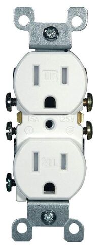 Leviton T5320-I Straight Blade Tamper Resistant Duplex Receptacle, 125 V, 15 A, 2 Pole, 3 Wire, 1 Pack, Ivory in Saudi Arabia