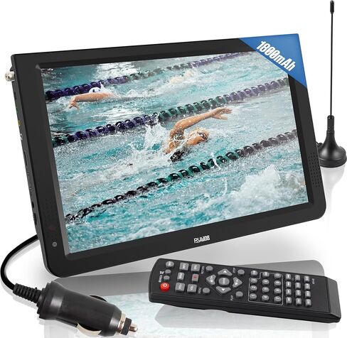 12" Portable TV with Antenna,Battery Powered TV LCD Monitor Portable Smart TV with ATSC,Media Player (HDMI,USB and AV Input) with Remote&TV Stand,Portable TV for Camping,Car,Travel Emergency in Saudi Arabia
