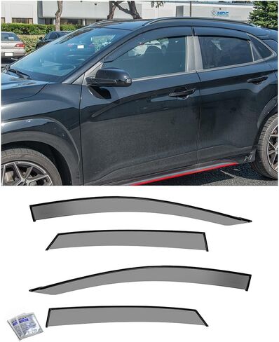 Replacement for 2018-2023 Hyundai Kona EOS Visors Tape-On Style Smoke Tinted Side Vents Window Deflectors Rain Guard DWV-V186 in Saudi Arabia
