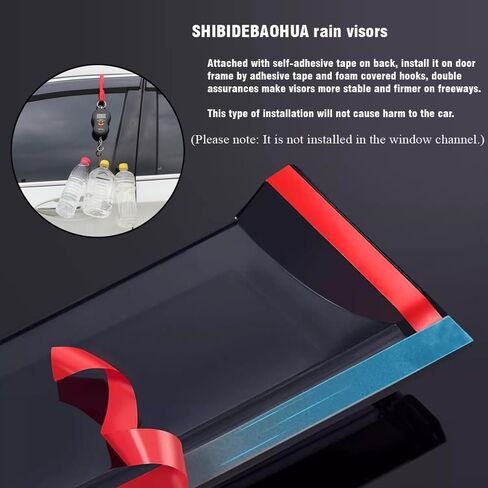 Side Window Visors Wind Deflectors Sun Rain Guards Compatible with 2017-2023 BMW 5-Series Sedan 530e 530i 540i M550i, Tape-On Black in Kuwait