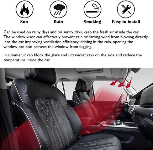 Side Window Visors Wind Deflectors Sun Rain Guards Compatible with 2017-2023 BMW 5-Series Sedan 530e 530i 540i M550i, Tape-On Black in Kuwait